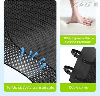 AUVON Cojin Lumbar 46x38x11cm Silla Oficina/Coche