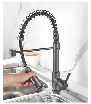 Miscelatore Rubinetto Grigio Cucina 360° Lavello