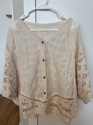 Blusa Boho Encaje Beige