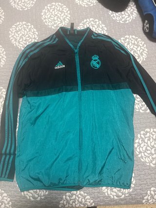 Chaqueta Real Madrid Adidas Negra y Turquesa