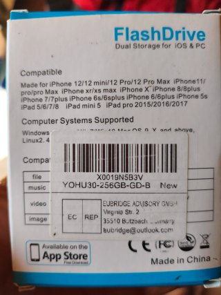 Pendrive 256GB Dual iPhone/iPad/PC