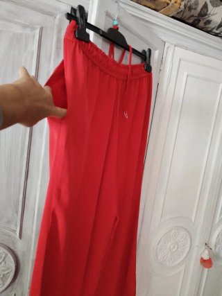 Pantalón ancho mujer rojo talla L