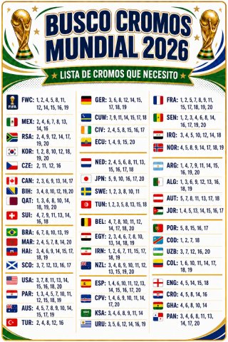Cromos Panini Mundial 2026