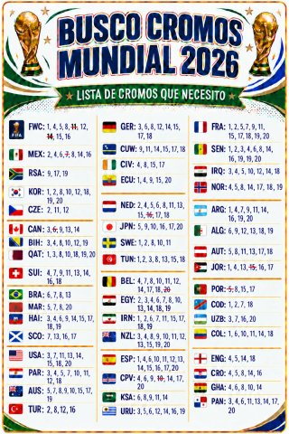 Cromos Panini Mundial 2026