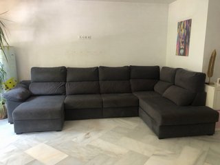 Sofá modular gris tela