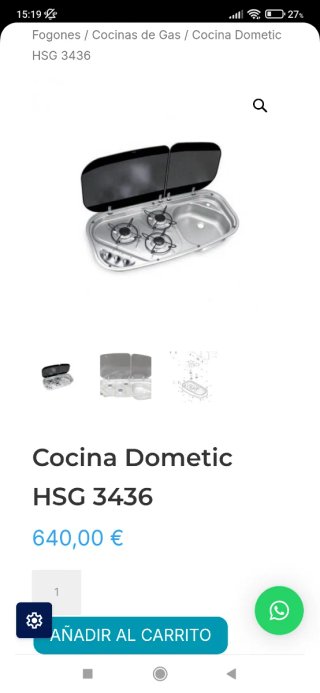 Cocina Dometic 3 fuegos