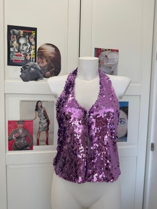 Top lentejuelas Pull&Bear morado