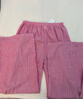 Pantalón ancho lino rosa rayas T. S/M nuevo