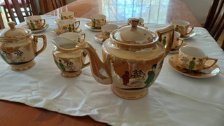 Antiguo juego café japonés Lusterware