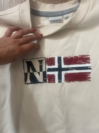 Felpa Napapijri Beige con Logo Bandiera
