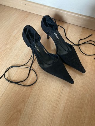 Zapatos de salón ante negro punta fina