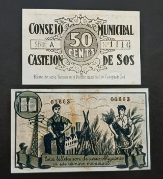 2 Billetes Locales Aragón (Reproducciones)