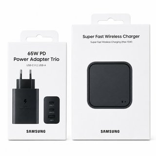 Cargador Samsung 65W PD y Cargador Inalámbrico