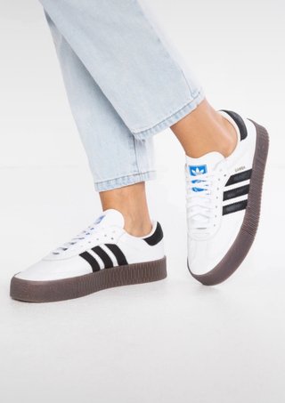 Tenis Adidas Samba Blancos/Negros Suela Marrón