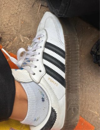 Tenis Adidas Samba Blancos/Negros Suela Marrón