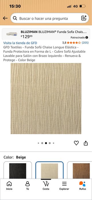 Funda sofá chaise longue BLUZIMAN beige