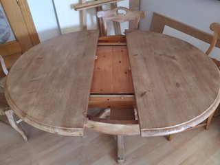 Mesa madera natural maciza de 120 mas 4 Sillas