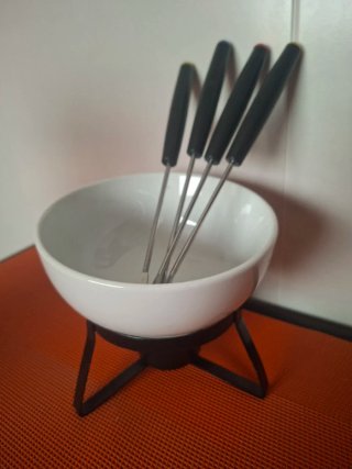 Set Fondue Chocolate Porcelana y Metal