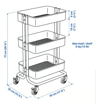 Carrito Organizador Negro 3 Niveles