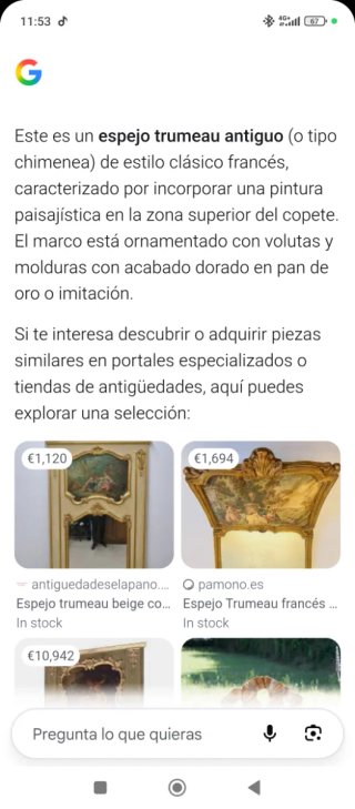 Espejo Trumeau Estilo Francés Rococó Dorado