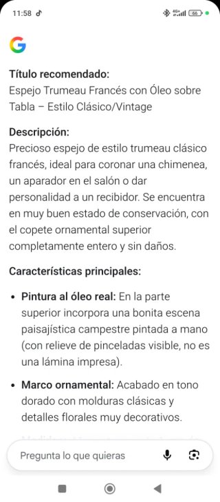 Espejo Trumeau Estilo Francés Rococó Dorado