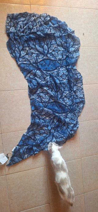 Fular azul y blanco estampado