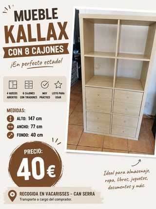 Mueble Kallax 8 cajones madera clara