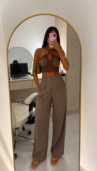 Top SHEIN marrón con diseño de esqueleto Talla XS