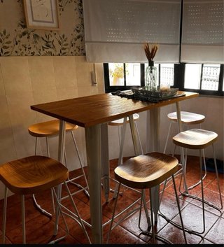 SKLUM Mesas Altas Acero Blanco y Madera