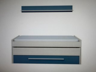 Cama nido con cajón, estante y somiers