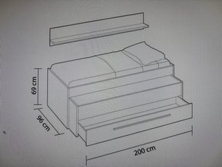 Cama nido con cajón, estante y somiers