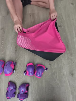 Patines niña morados con protecciones y bolsa
