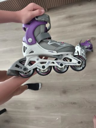 Patines niña morados con protecciones y bolsa