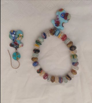 Conjunto Vintage Pulsera y Pendiente Oso