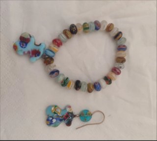 Conjunto Vintage Pulsera y Pendiente Oso
