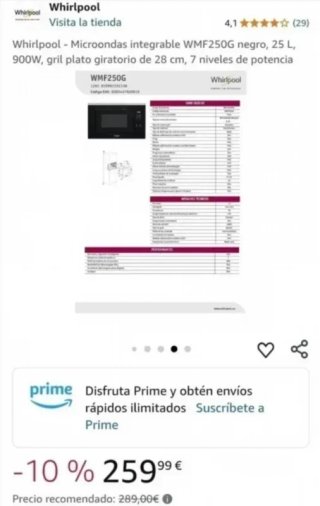 MICROONDAS INTEGRABLE WHIRLPOOL
