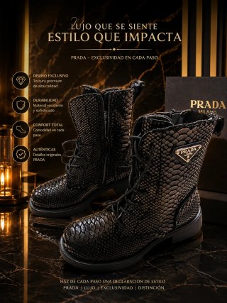 Stivali Prada Pelle Serpente Nero/Oro
