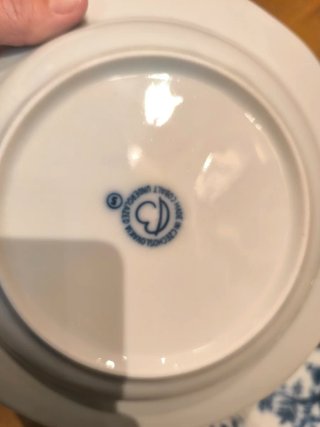 Juego de 2 Platos Cerámica Azul y Blanco