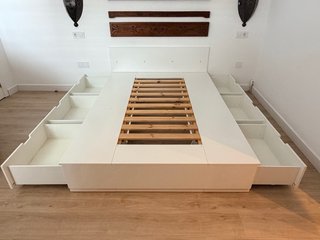 Cama 140x200 IKEA NORDLI + colchón visco + 6 cajon