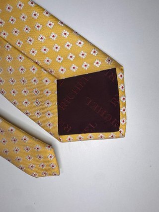 Corbata Richel amarilla seda con estampado floral