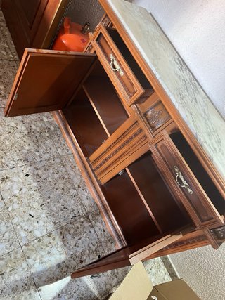 Mueble de entrada madera y mármol