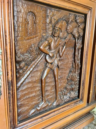 Mueble de entrada madera y mármol