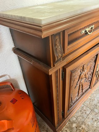 Mueble de entrada madera y mármol