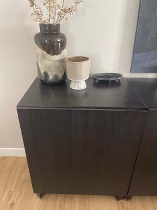 Aparador Ikea Negro/Marrón Madera y Cristal