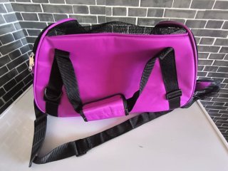 Transportín Mochila Perro Gato Negro Rosa