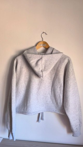 Sudadera corta capucha gris Lefties Talla M