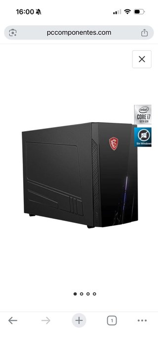 PC Sobremesa MSI Negro con Luces Azules