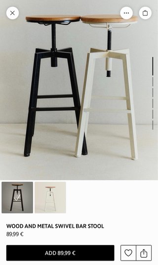 taburete giratorio Zara Home madera y metal