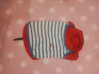 Ropa para perro azul con rayas