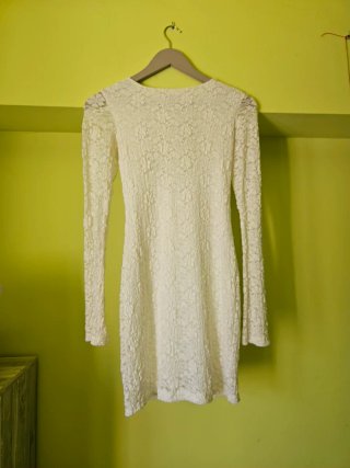 Vestido blanco encaje manga larga